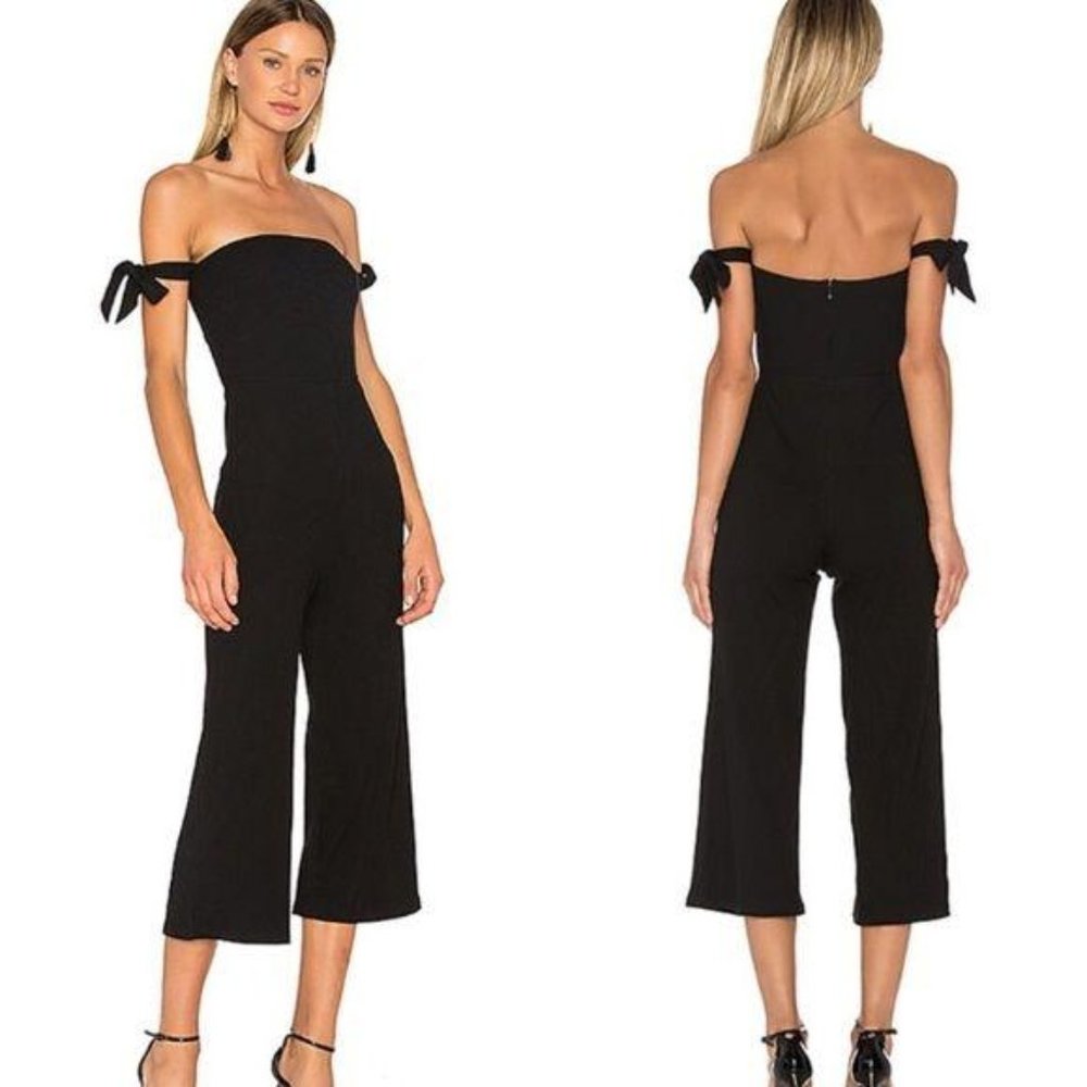NWT NBD “Eden” Black Strapless Crop Jumpsuit L